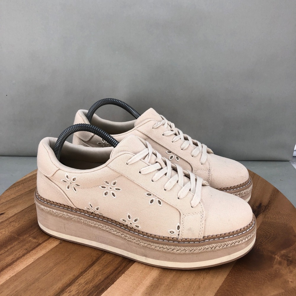 Dolce Vita Bliss Platform Espadrille Sneakers Womens Size 9 Beige Floral Cutout